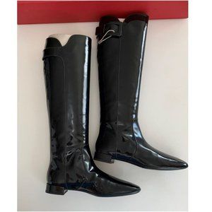 NIB Roger Vivier Polly Patent Leather Buckle Knee High Boots